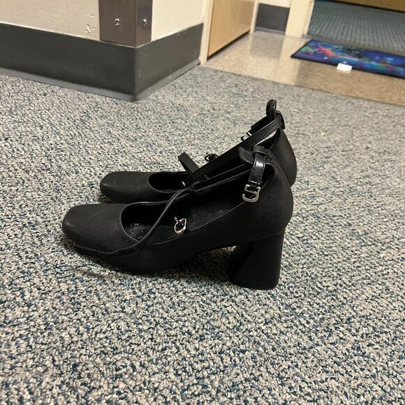 Black Double Strap Chunky Heels – Size 6 - Picture 1 of 10